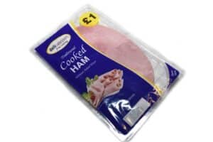 Cooked Ham without added water. Weight of 100g